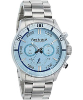 Fastrack Men's Watch Analog, Blue Dial Silver Stainless Steel Strap, 3072SM05